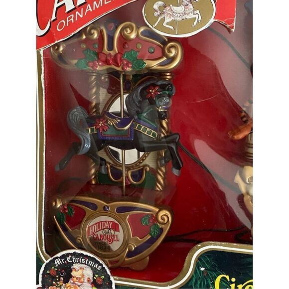 Vintage Mr. Christmas 3 Pack Of Carousel Circus Animal Ornaments In Original Box - Picture 7 of 12